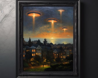 San Francisco Alien Home Decor Art PrintHome Office Decor College Dorm Room Mystery Wall Decor Cosmic Space Art Cadeau d’anniversaire