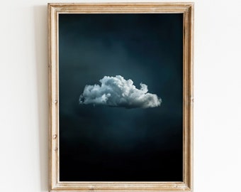 Night Sky Print Cloud Painting Wall Art Indigo Art Maximalist Decor