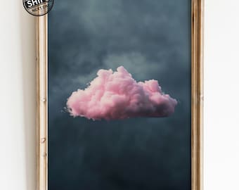 Cloud Painting Pink Abstract Cloud Print Wall Art Pink Art Maximalist Decor