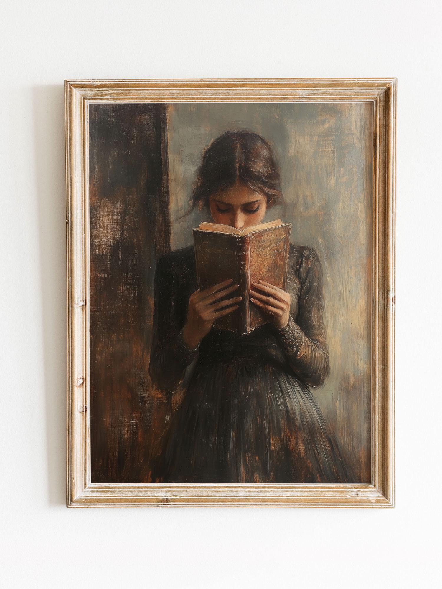 Victorian Woman Reading Bookish Wall Art Print, Book Lover Gift ...