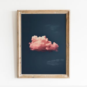 Night Sky Print Pink Cloud Painting Abstract Wall Art Indigo Art Maximalist Decor