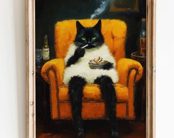 Lámina artística de Martini de Gato Negro: Decoración original para carrito de bar