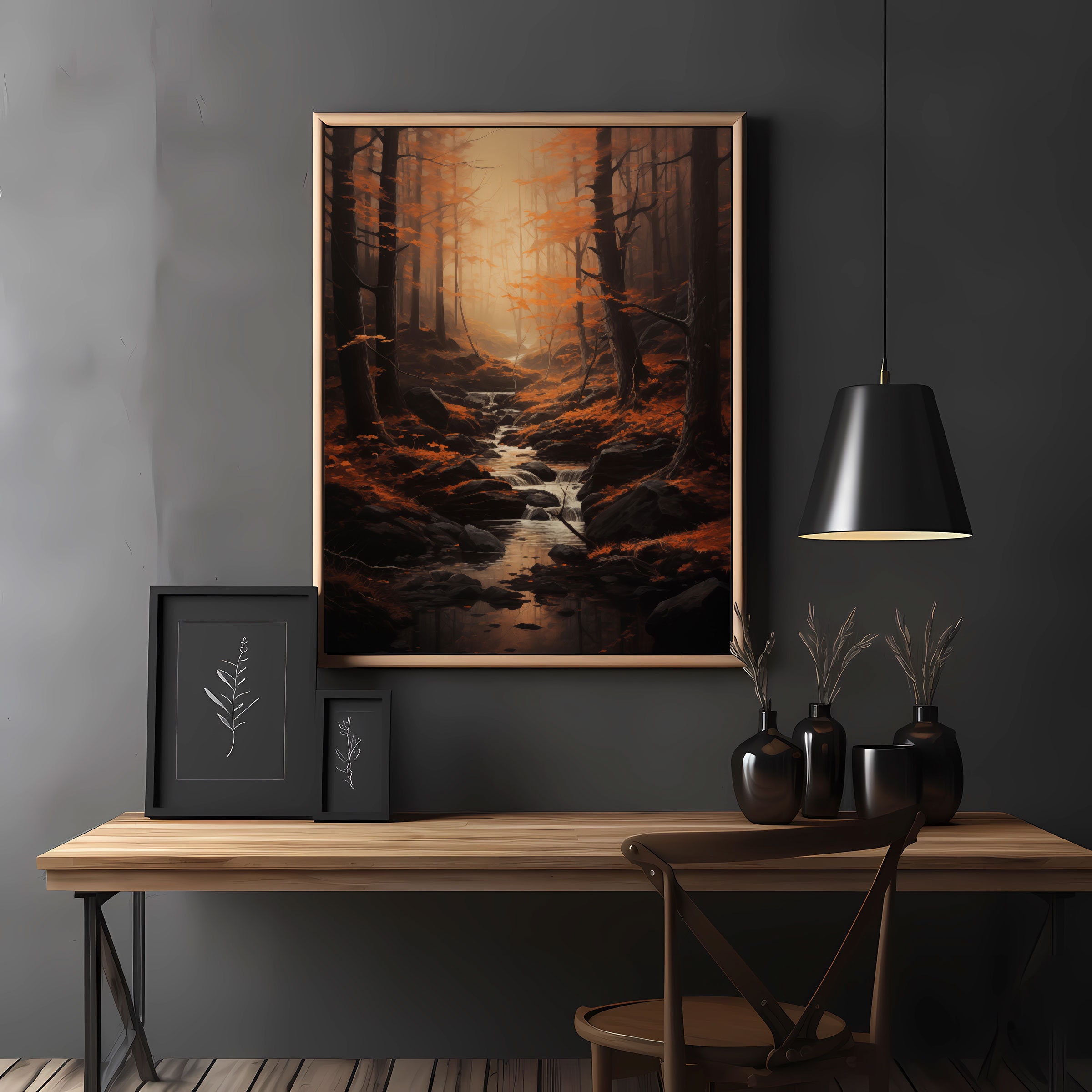 Dark Autumn Forest Art Print: Vintage Gothic Academia Wall Decor - Etsy