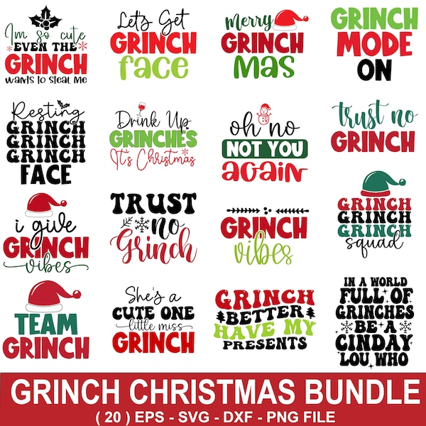 Citações do Grinch SVG | Pacote SVG de Natal | Arquivos de corte de feriados engraçados, Grinch Natal