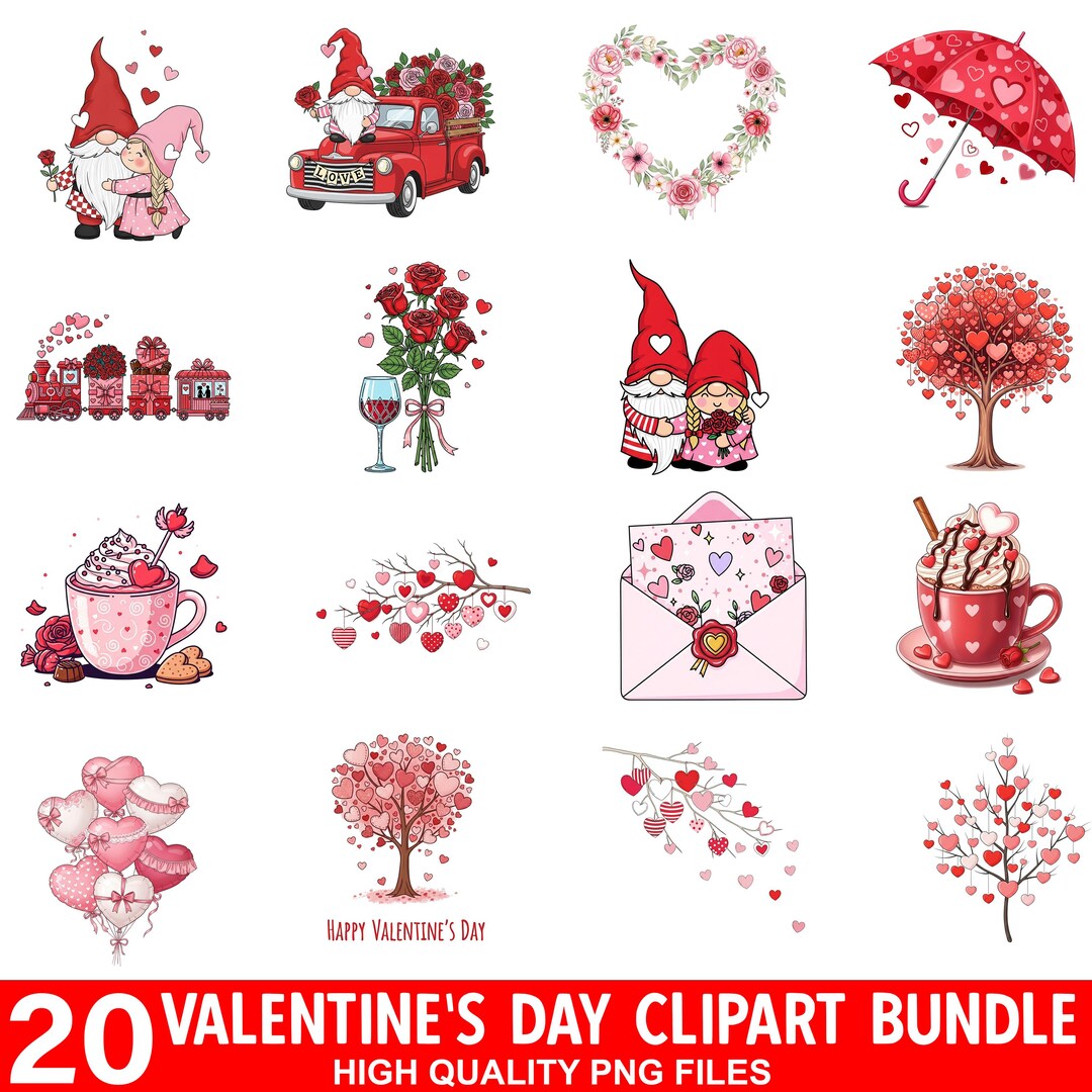 Cute Valentine Clipart Bundle | Heart Clipart | Romantic Digital Pngs ...