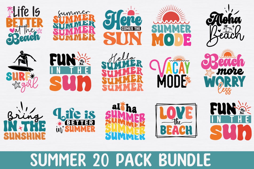 Retro Summer SVG Bundle, Beach Quotes (cricut, Silhouette Cut Files) - Etsy