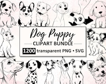 Clipart di cuccioli: oltre 90 razze di cani, PNG SVG (licenza commerciale)