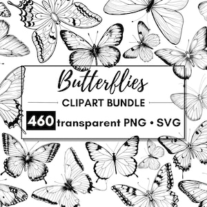 Doodle Schmetterling Clipart Bundle: 460 PNG & SVG Grafiken (Kommerzielle Nutzung)