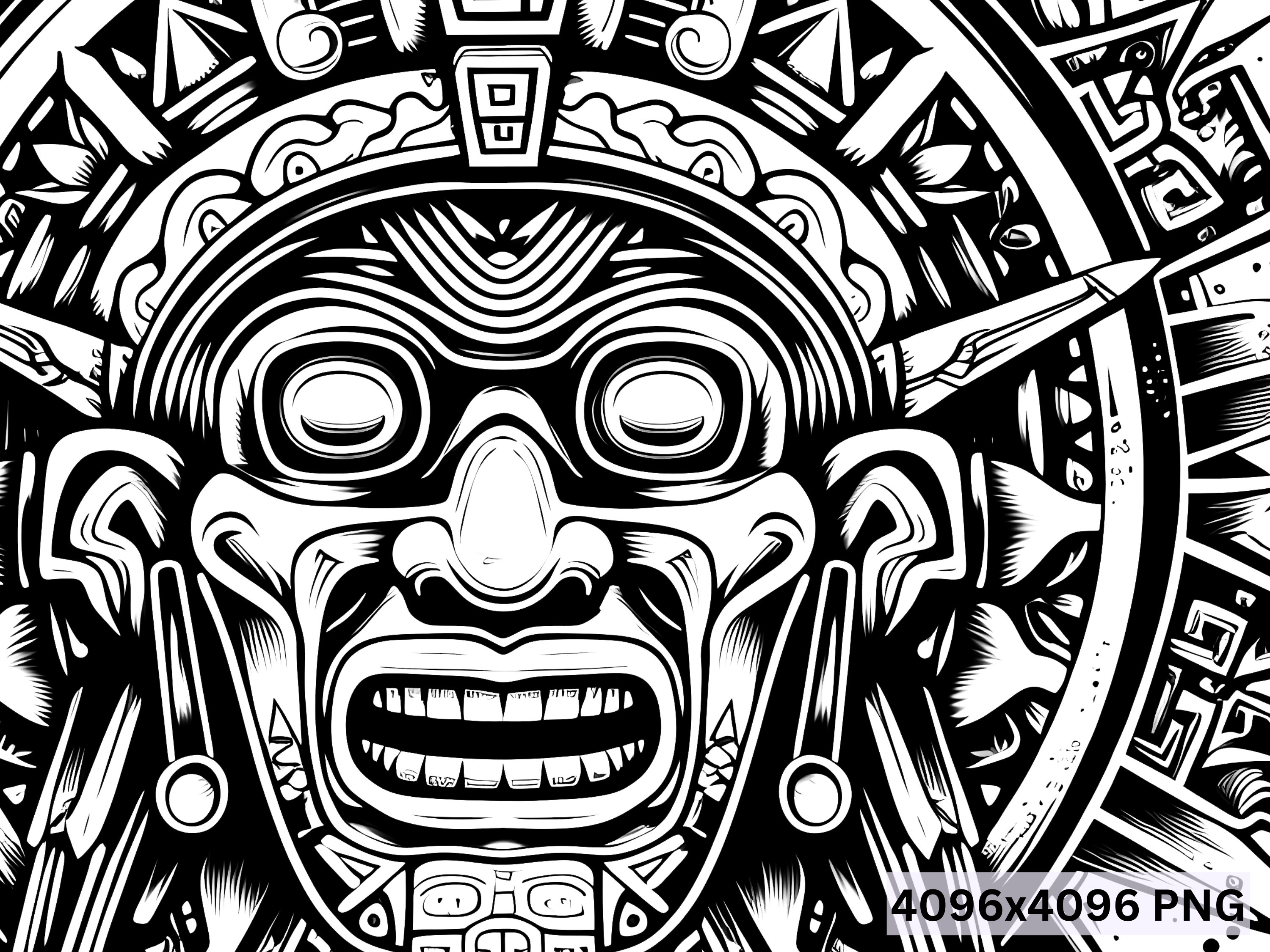 300 Aztec Clipart: Black Vector Art (PNG, SVG Digital Files) - Etsy