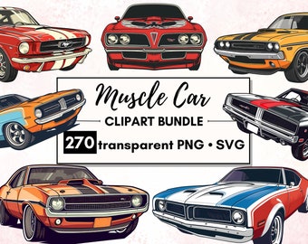 270 Vintage Muscle Cars | Nostalgic Collection | PNG + SVG | Transparent Background | Commercial use