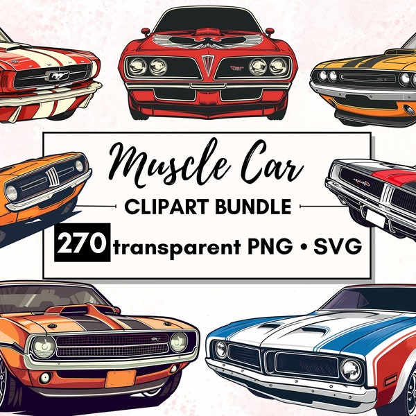 270 Vintage Muscle Cars | Nostalgic Collection | PNG + SVG | Transparent Background | Commercial use