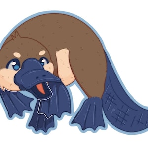 Cute Matte Platypus Illustrative Sticker 2"
