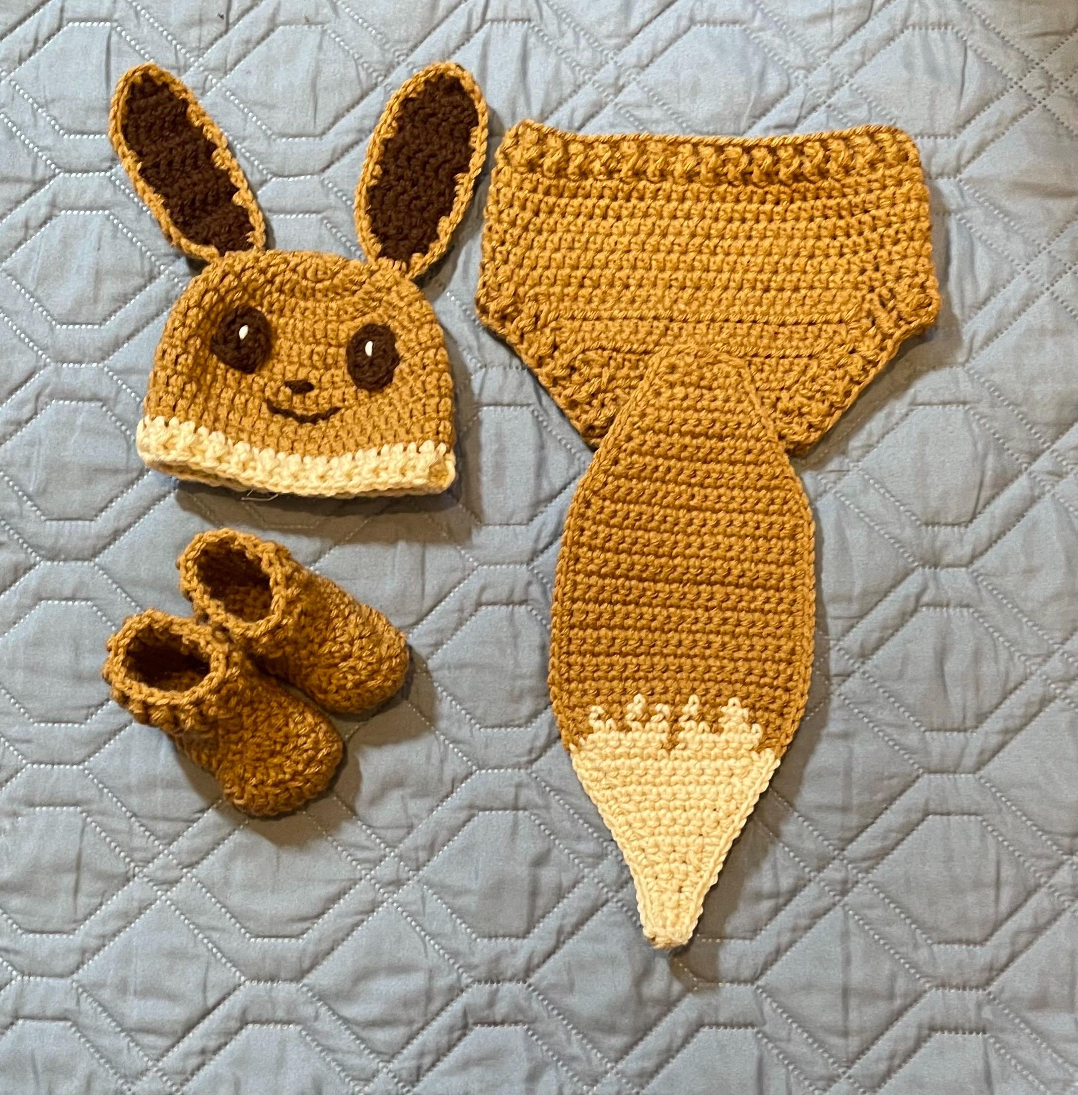 inspired by Pokemon Eevee crocheted baby outfit fits newborn