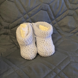 Crocheted babies newborn baby blue booties