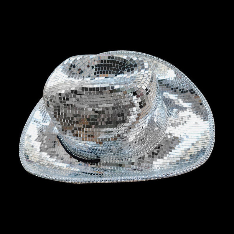 Disco Cowboy Hat Disco Ball Hat Bachelorette Hat Mirror Etsy