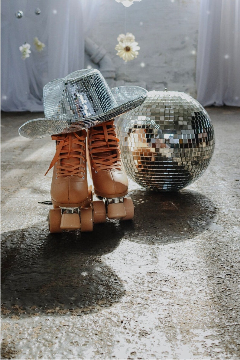 Disco Cowboy Hat Disco Ball Hat Bachelorette Hat Mirror Etsy
