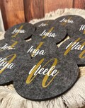 Personalized felt coasters with names or dates | Wedding place cards | Personalized wedding favors | Bachelor/Bachelorette parties | Blessings & Baptisms | New Year's Eve