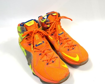 Nike LeBron 12 “Six Meridians” Orange / Volt Basketball Sneakers Size US 14
