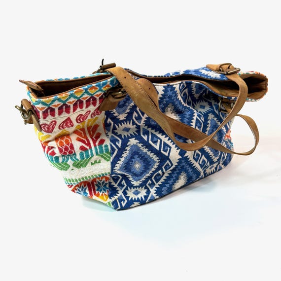 DESIGUAL Sling Bag Boho Embroidered Cloth Blue Crossbody