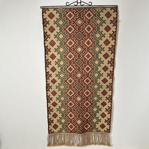 Vintage Swedish Wool Tapestry – Large Handwoven Wall Hanging, Dated 1949, Nordic Folk Design