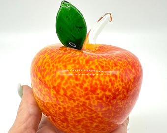 Large Kosta Boda Art Glass Apple - Gunnel Sahlin Fruit Sculpture from Sweden