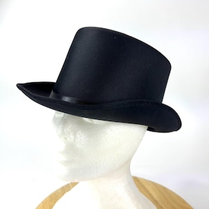 Black Formal Top Hat – Vintage-Style Steampunk Opera Hat with Satin Band
