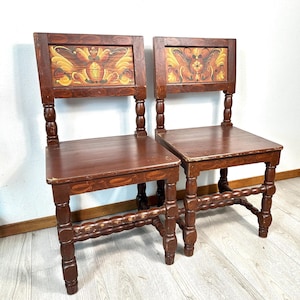 Handbemalte Kurbits Folk Art Esszimmerstuhl - Anfang des 20.Jhs.