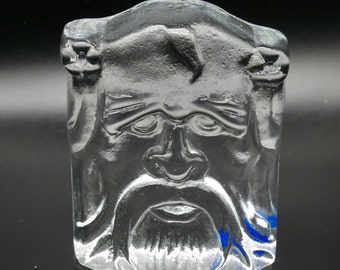 Viking Warrior Crystal Art Glass Paperweight Sculpture - Nybro, Sweden