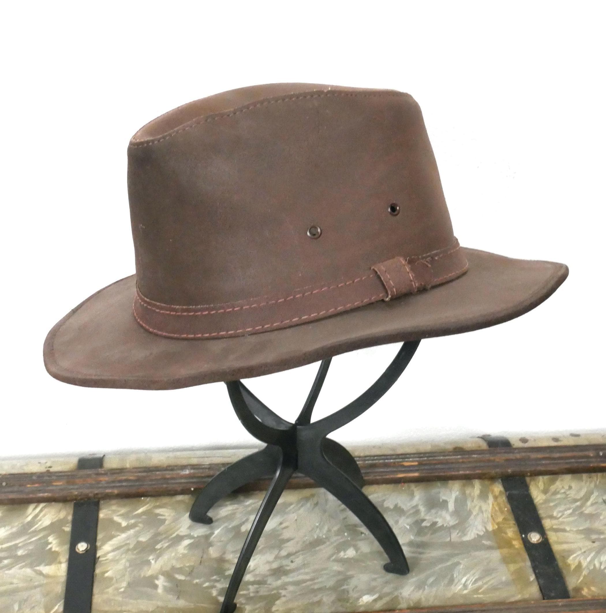 Minnetonka The Outback Hat Bohemian Leather Wide Rim Hat Minnetonka Leather Outback Hat - Etsy main image 2
