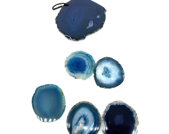 Carillón de viento con rodajas de ágata azul: móvil decorativo