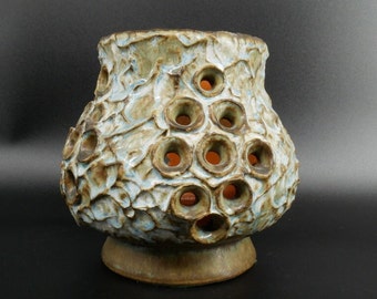 Vintage Pottery Vase Ego Stengods Atelje by Bruno Karlsson, Swedish art pottery lamp 1960s