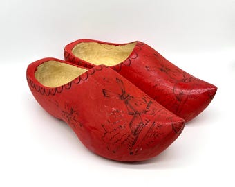 アンティークの手作りオランダ製木靴、本物の木靴、本物の木靴、19世紀