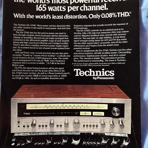Vintage Panasonic Technics Receiver Paper Advertisement