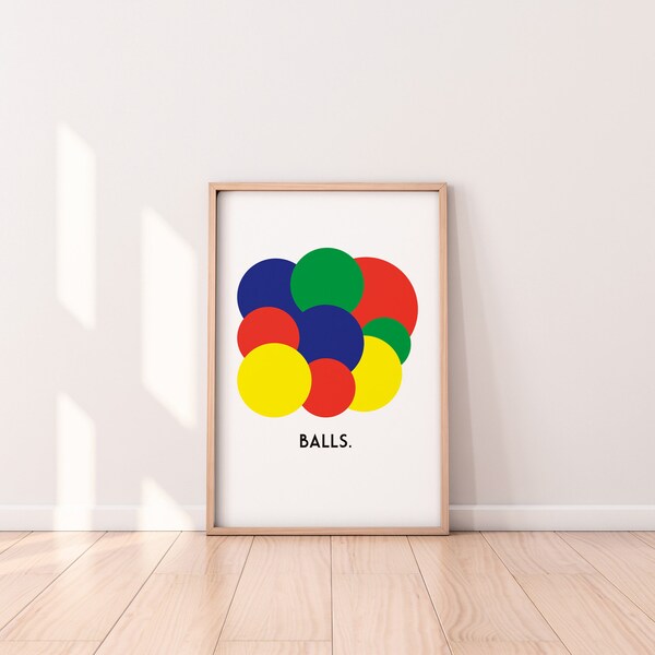 Fun colorful balls print | Bright quirky modern graphic design print | Instant download