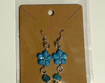 Flower Dangle Earrings with Beads