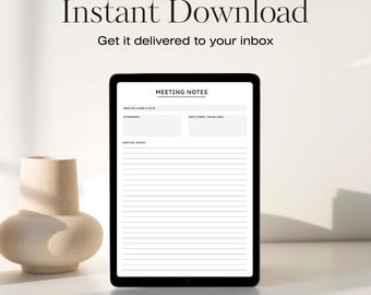 印刷可能な会議メモ、デジタルダウンロードメモ、最小限のメモデザイン、クリーンなメモページ、単一ページのダウンロード