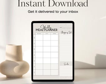 週間プランナー 印刷可能な食事プラン、最小限の週間スケジュール、週間食料品オーガナイザー、週間食事、一目でわかる食事、印刷可能なプランナー