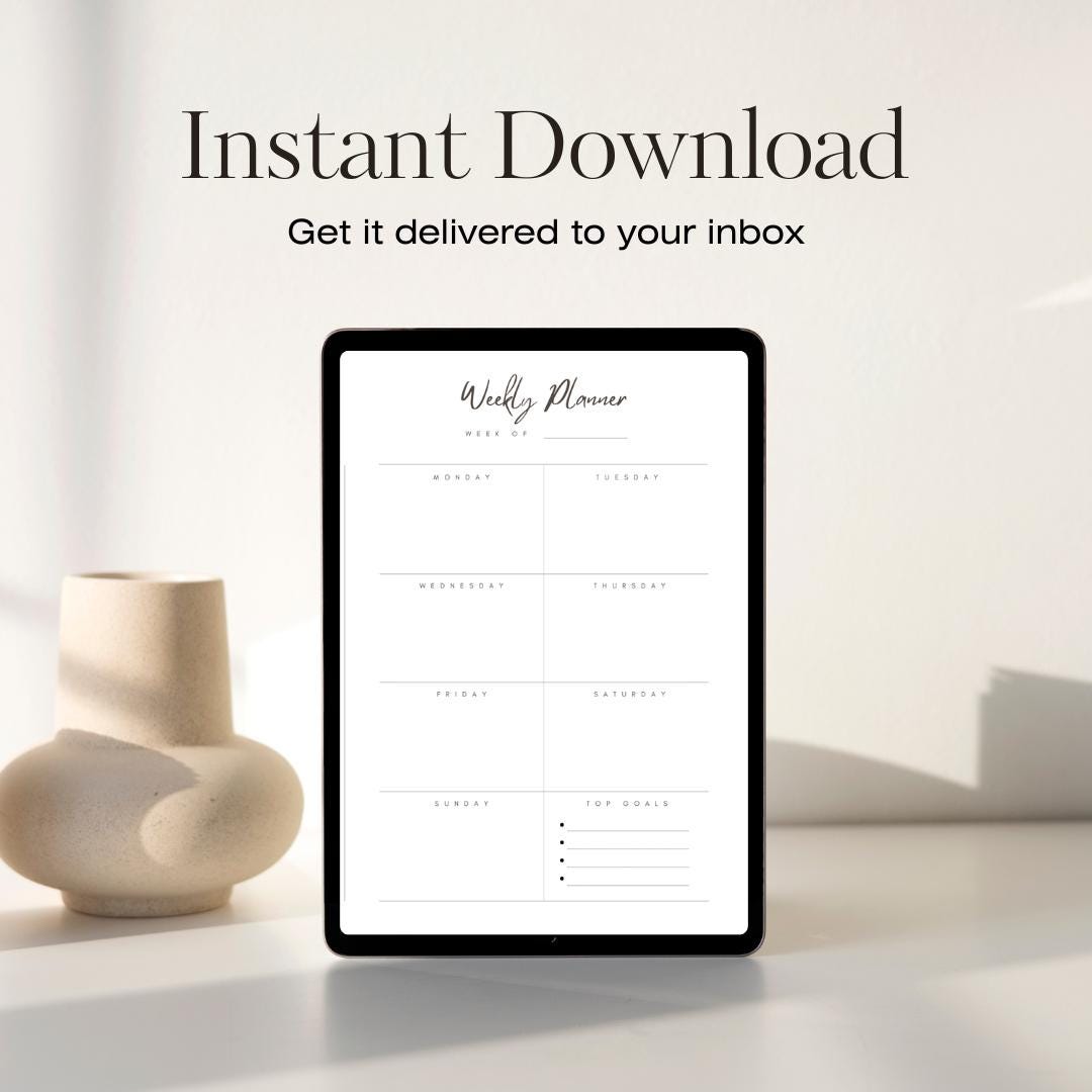 Printable Weekly Meal Planner, Digital Download Planner, Weekly Meals ...