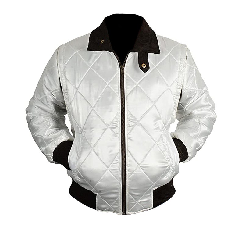 Ryan Gosling Drive Scorpion White Satin Lightweight Casual Bomber Varsity Sports Biker Drive Jacket image 2