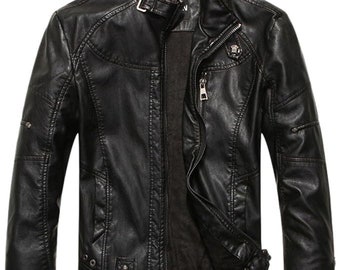 Men's Vintage Stand Collar Stylish Leather Jacket
