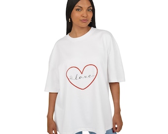 T-shirt carré à motif coeur | Conception simple de coeur, chemise minimaliste d'amour