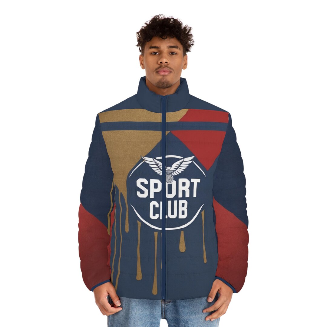 Men's Puffer Jacket, Sport Club Design - Winter Coat, Athletic ...