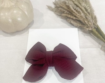 Burgandy Baby Bow - Fabric Hair Bow - Baby Bows - Toddler Bows - Baby Bows and Head Bands