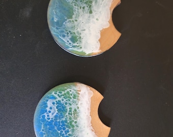 Resin ocean wave car coasters