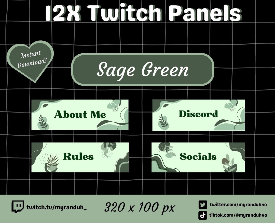 Sage Green Twitch Panels Etsy