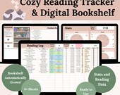 Cozy Reading Tracker Spreadsheet: Digital Bookshelf & Reading Stats (Google Sheets) (PDF Download