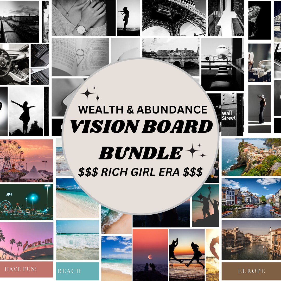 Manifest Money Vision Board Bundle Printable 2024 Vision Board Travel ...