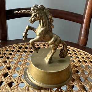 Vintage Brass Unicorn Music Figurine