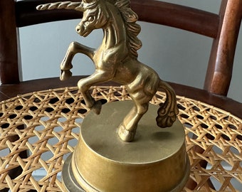 Vintage Brass Unicorn Music Figurine