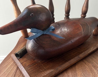 Vintage Mallard Wood Duck with base